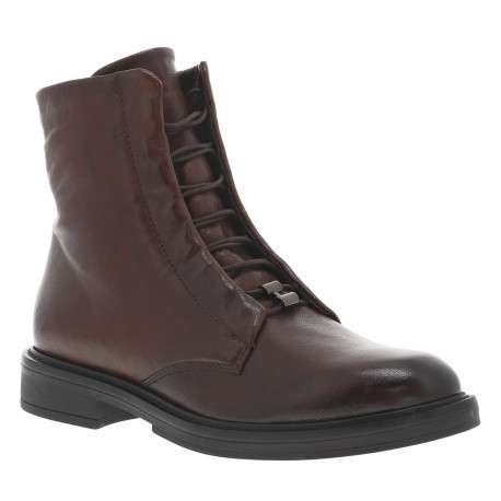Bottines en cuir chocolat à lacets avec semelle à talon décroché bas
