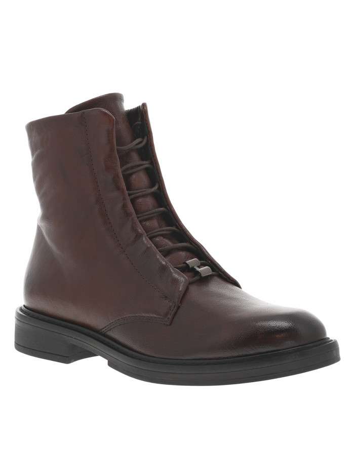 Bottines en cuir chocolat à...