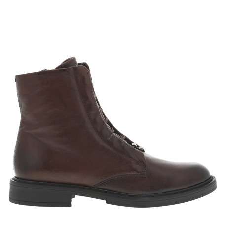 Bottines en cuir chocolat à lacets avec semelle à talon décroché bas - Image 2