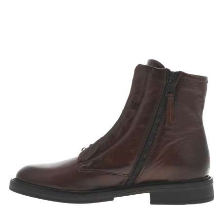 Bottines en cuir chocolat à lacets avec semelle à talon décroché bas - Image 3