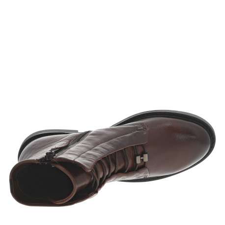 Bottines en cuir chocolat à lacets avec semelle à talon décroché bas - Image 5
