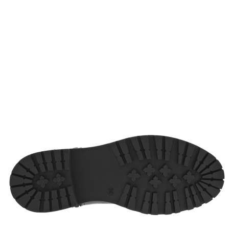 Bottes en cuir noires à talon plat avec 3 boucles à ardillon et zip - Image 6