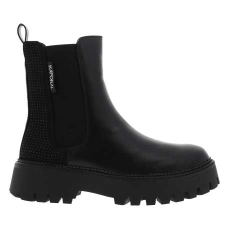 Boots noires à talon compensé pourvues de soufflets élastiqués - Image 2