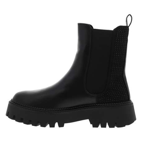 Boots noires à talon compensé pourvues de soufflets élastiqués - Image 3
