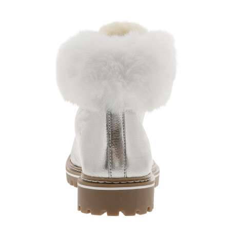 Bottines en cuir platine à talon plat avec une semelle crantée et des lacets - Image 4