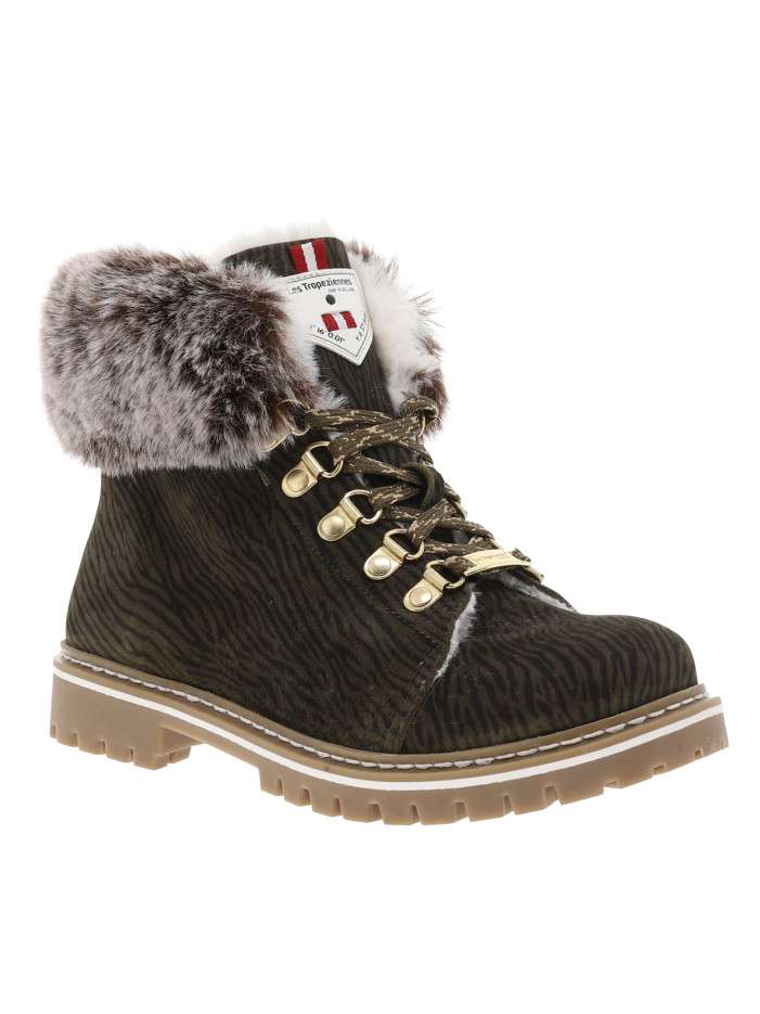 Bottines en cuir kaki à...