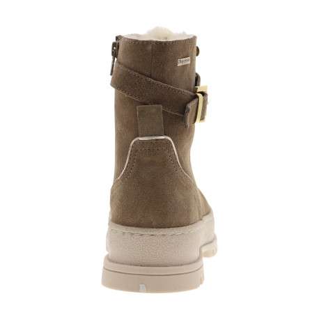 Bottines taupe à talon décroché bas avec une languette en fausse fourrure - Image 4