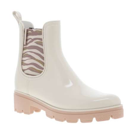 Boots écrues avec talon décroché bas et à soufflets élastiqués