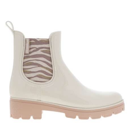 Boots écrues avec talon décroché bas et à soufflets élastiqués - Image 2