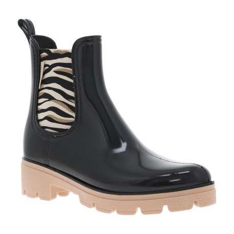 Boots noires avec talon décroché bas et à soufflets élastiqués