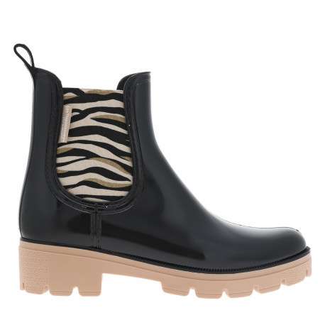 Boots noires avec talon décroché bas et à soufflets élastiqués - Image 2