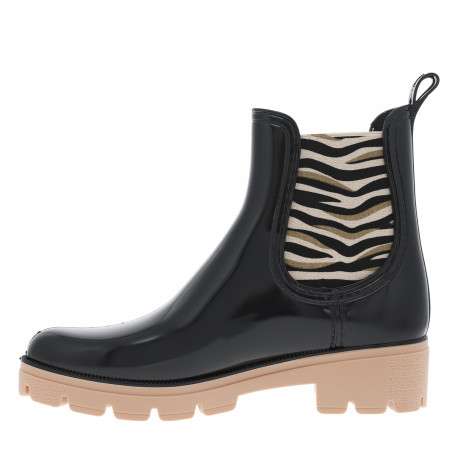 Boots noires avec talon décroché bas et à soufflets élastiqués - Image 3