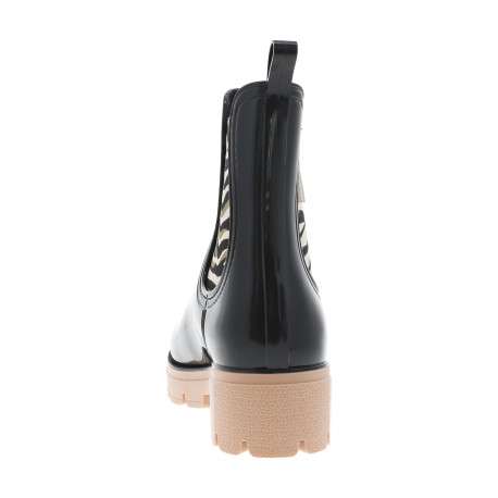 Boots noires avec talon décroché bas et à soufflets élastiqués - Image 4