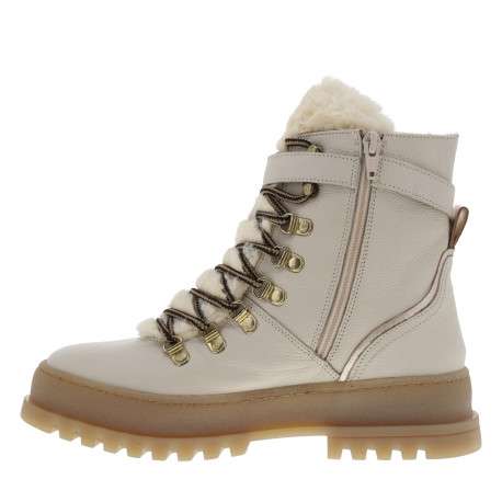 Bottines blanches à talon décroché bas avec une languette en fausse fourrure - Image 3