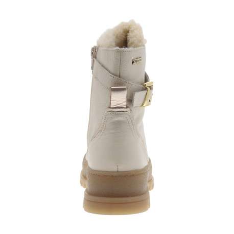 Bottines blanches à talon décroché bas avec une languette en fausse fourrure - Image 4