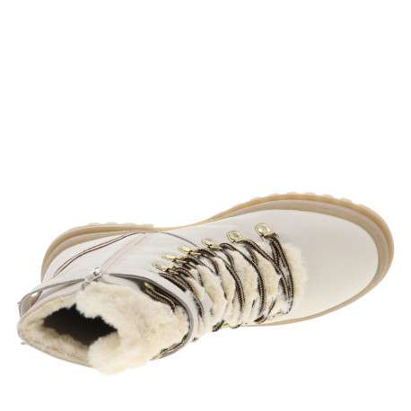 Bottines blanches à talon décroché bas avec une languette en fausse fourrure - Image 5
