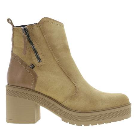 Bottines beiges avec semelle à talon décroché moyen et fermetures à glissières - Image 2