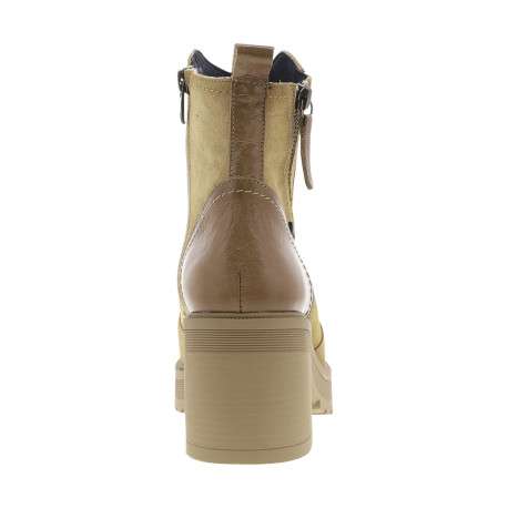 Bottines beiges avec semelle à talon décroché moyen et fermetures à glissières - Image 4