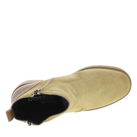 Bottines beiges avec semelle à talon décroché moyen et fermetures à glissières - Image 5