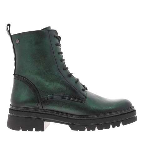 Bottines en cuir vertes avec semelle à talon décroché bas et lacets ronds - Image 2