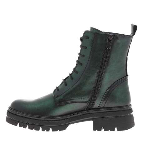 Bottines en cuir vertes avec semelle à talon décroché bas et lacets ronds - Image 3