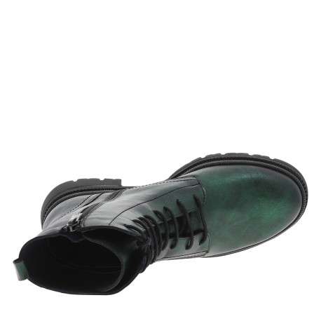 Bottines en cuir vertes avec semelle à talon décroché bas et lacets ronds - Image 5