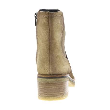 Boots en cuir beiges avec semelle à talon décroché bas et glissière - Image 4
