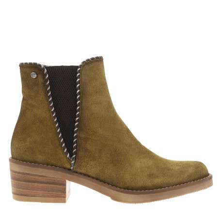 Boots en cuir moutarde avec semelle à talon décroché bas et glissière - Image 2