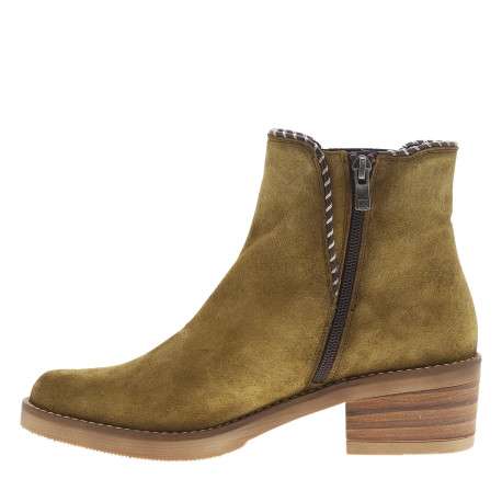 Boots en cuir moutarde avec semelle à talon décroché bas et glissière - Image 3