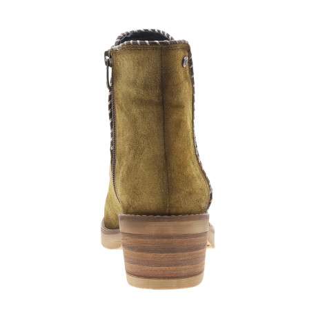 Boots en cuir moutarde avec semelle à talon décroché bas et glissière - Image 4
