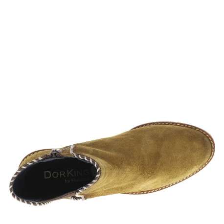 Boots en cuir moutarde avec semelle à talon décroché bas et glissière - Image 5