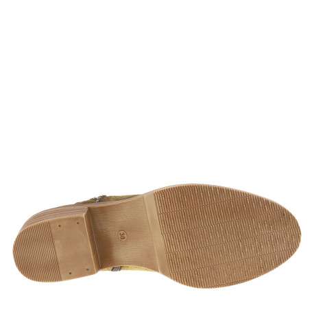 Boots en cuir moutarde avec semelle à talon décroché bas et glissière - Image 6