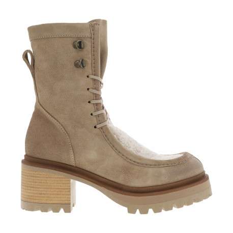 Bottines camel à talon décroché moyen et à lacets et zip latéral - Image 2