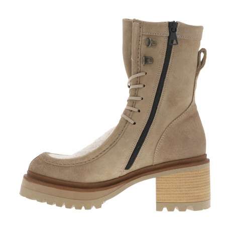 Bottines camel à talon décroché moyen et à lacets et zip latéral - Image 3