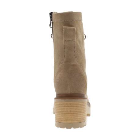 Bottines camel à talon décroché moyen et à lacets et zip latéral - Image 4