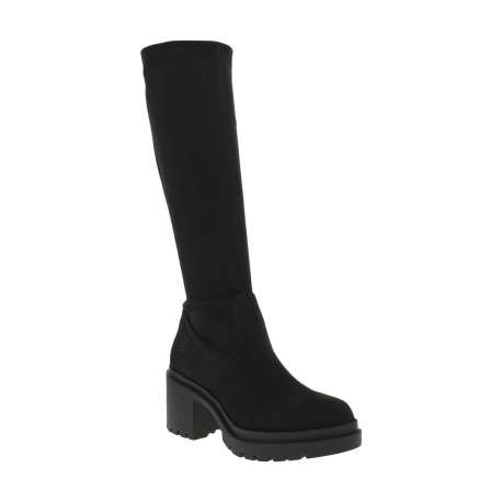 Bottes noires effet daim avec semelle crantée et talon décroché moyen