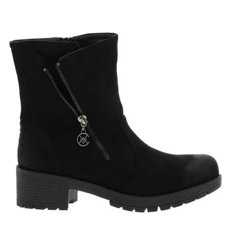 Boots noires à talon décroché moyen avec un zip intérieur et un zip décoratif - Image 2