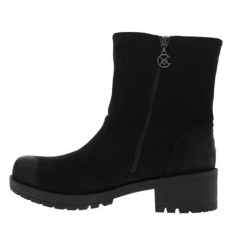 Boots noires à talon décroché moyen avec un zip intérieur et un zip décoratif - Image 3
