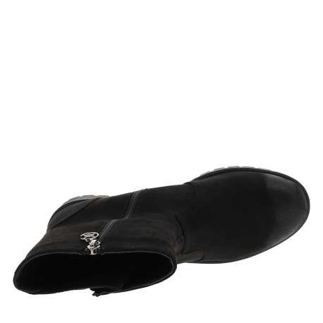 Boots noires à talon décroché moyen avec un zip intérieur et un zip décoratif - Image 5