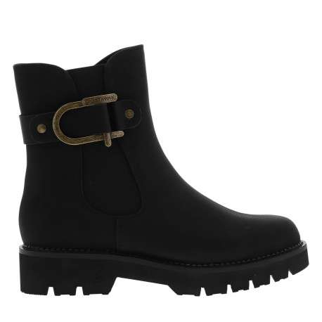 Boots noires à talon décroché bas avec un zip et un soufflet élastiqué - Image 2