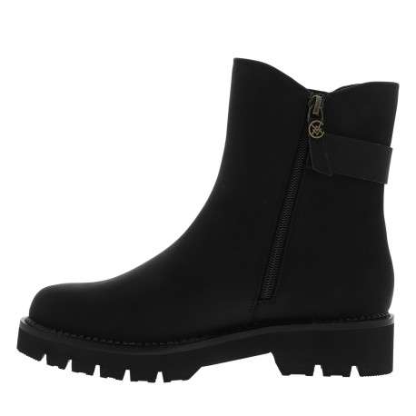 Boots noires à talon décroché bas avec un zip et un soufflet élastiqué - Image 3