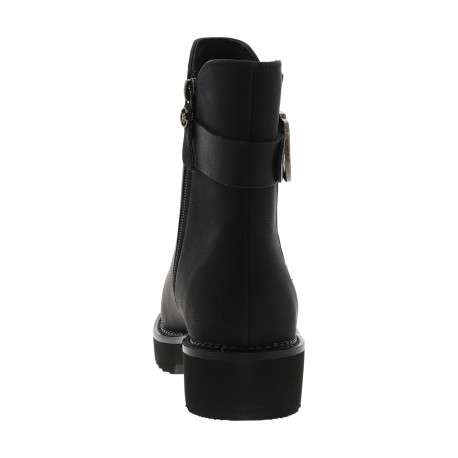 Boots noires à talon décroché bas avec un zip et un soufflet élastiqué - Image 4