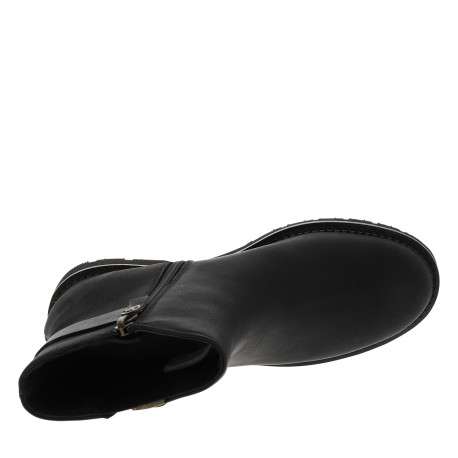 Boots noires à talon décroché bas avec un zip et un soufflet élastiqué - Image 5