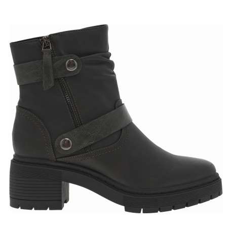 Boots noire à talon décroché moyen avec un zip et lanières sur la cheville - Image 2