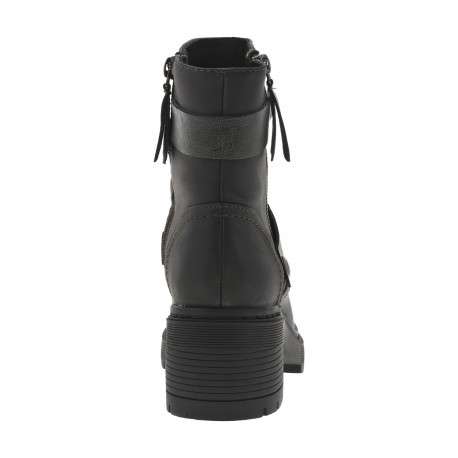 Boots noire à talon décroché moyen avec un zip et lanières sur la cheville - Image 4