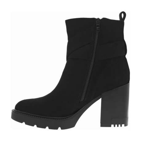 Boots noires à talon décroché haut et à zip avec bride croisée et boucle - Image 3