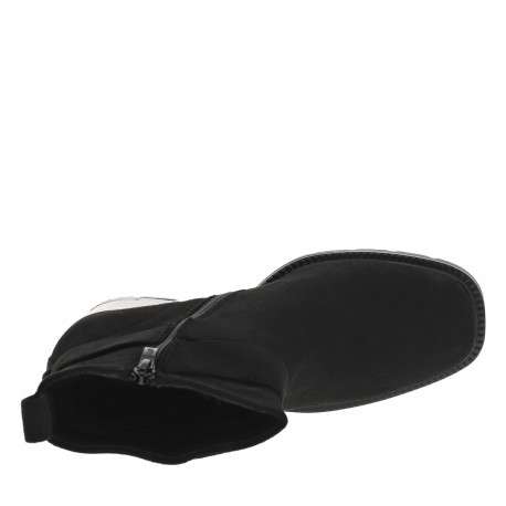 Boots noires à talon décroché haut et à zip avec bride croisée et boucle - Image 5