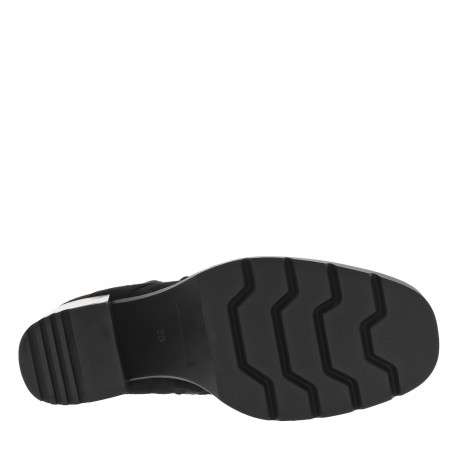 Boots noires à talon décroché haut et à zip avec bride croisée et boucle - Image 6