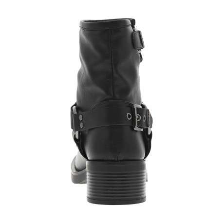 Boots noires à talon décroché bas et à boucle à ardillon avec brides - Image 4