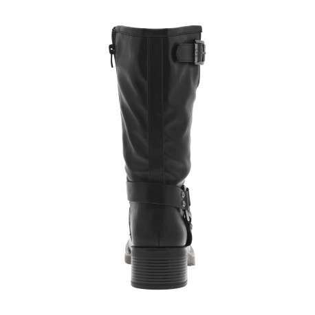 Bottes noires à talon décroché bas et à zip latéral avec bride et anneau gravé - Image 4
